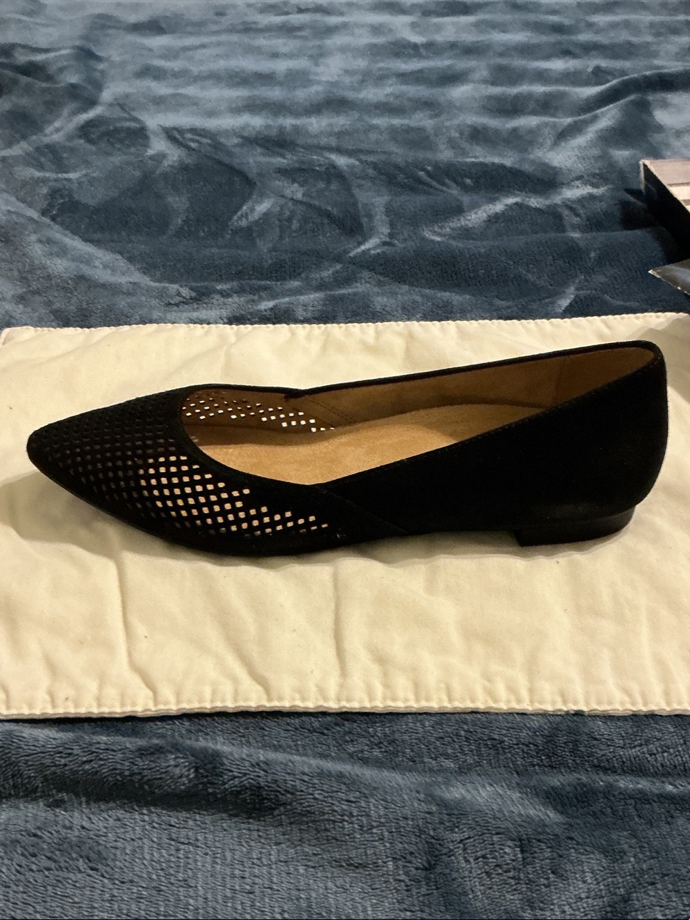 Vionic Black Pointed Perforated Flat